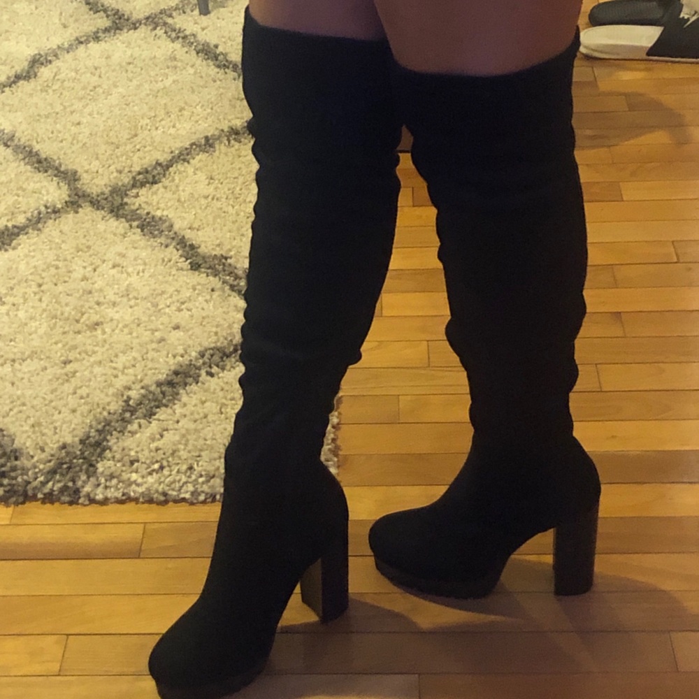 Over the knee suede boots